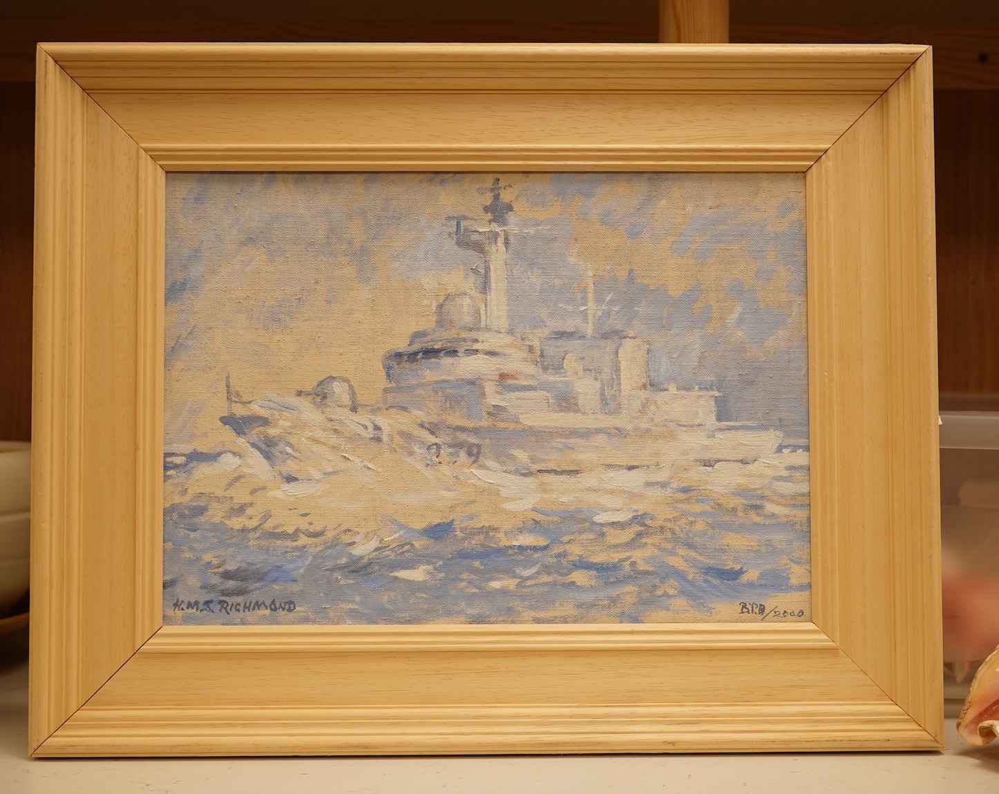 Bernard Philip Batchelor (1924-2012), ‘H.M.S. Richmond’, 2000, monogrammed and dated lower right, titled lower left, 25cm x 35.5cm
